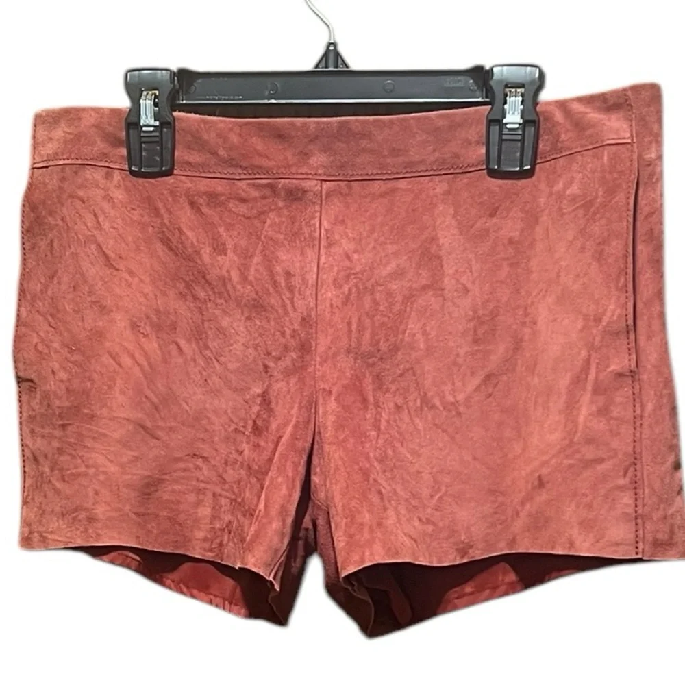 Tory Burch Brick‎ Color Lined Hidden Side Zipper Cattle Leather Shorts Size 4